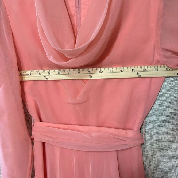 Vintage 1960s Jack Bryan Gown Peach Chiffon Belted Maxi Dress - size 10 - Picture 13 of 16